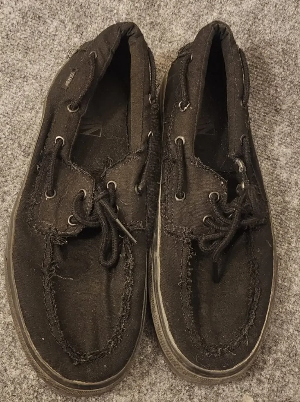 Vans Off The Wall Mens Size 11.5 Canvas Slip On Boat Shoes Black Rag Top